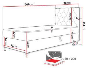 Einzelbett Chester Links Beige - Breite: 90 cm