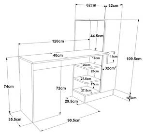 Schreibtisch Varhalo Braun - Grau - Holzwerkstoff - 153 x 120 x 40 cm