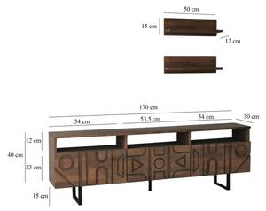 Fernsehschrank Dpatrici Braun - Holz teilmassiv - 30 x 40 x 170 cm