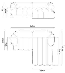 modulares Ecksofa HARRY 3 Sitzplätze Blau