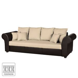 Big Sofa Modane Webstoff / Kunstleder - Beige/Braun