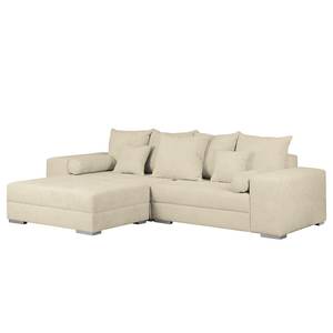 Bigsofa Aaron II Webstoff Creme - Mit Hocker