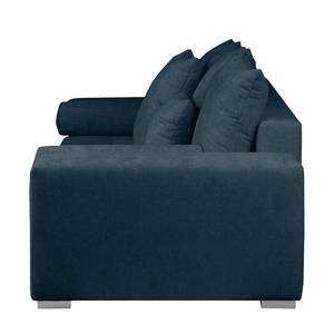 Grand canapé Aaron II Tissu Bleu marine - Avec repose-pieds
