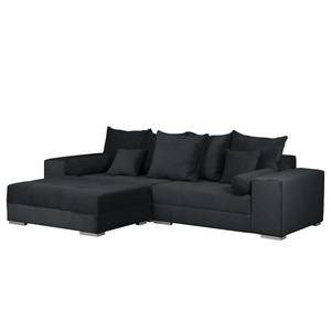 Grand canapé Aaron III Microfibre Anthracite - Avec repose-pieds