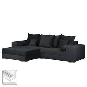 Grand canapé Aaron III Microfibre Anthracite - Avec repose-pieds