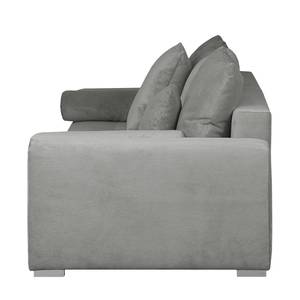 Grand canapé Aaron III Microfibre Gris clair - Avec repose-pieds