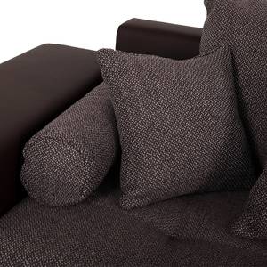 Grand canapé Aaron Imitation cuir / Tissu structuré marron - Avec repose-pieds