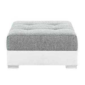 Grand canapé Aaron Imitation cuir blanc / Tissu structuré blanc - gris - Avec repose-pieds