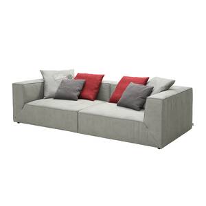 Grand canapé Big Cube Imitation cuir aspect vieilli Gris - 240 x 66 cm - 6 coussins