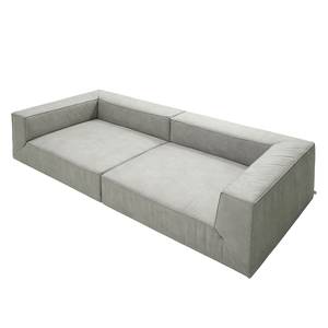 Grand canapé Big Cube Imitation cuir aspect vieilli Gris - 270 x 66 cm - 6 coussins