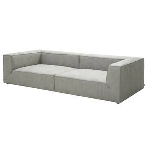 Grand canapé Big Cube Imitation cuir aspect vieilli Gris - 300 x 66 cm - 6 coussins