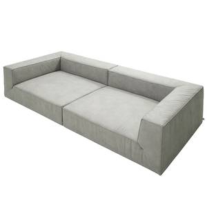 Grand canapé Big Cube Imitation cuir aspect vieilli Gris - 300 x 66 cm - Sans coussin