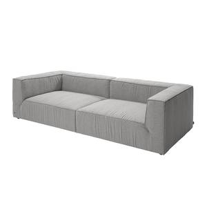 Bigsofa Big Cube Flachgewebe Hellgrau 240 x 66 cm - 6 Kissen