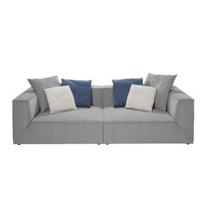 Bigsofa Big Cube Flachgewebe Hellgrau 240 x 66 cm - 6 Kissen