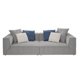 Bigsofa Big Cube Flachgewebe Hellgrau 270 x 66 cm - 6 Kissen