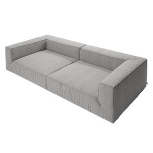 Bigsofa Big Cube Flachgewebe Hellgrau 270 x 66 cm - 6 Kissen