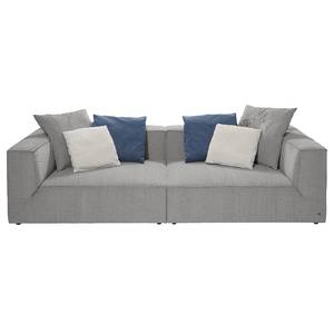 Bigsofa Big Cube Flachgewebe Hellgrau 300 x 66 cm - 6 Kissen