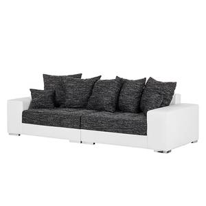 Bigsofa Cinder Kunstleder Weiß/Strukturstoff Schwarz