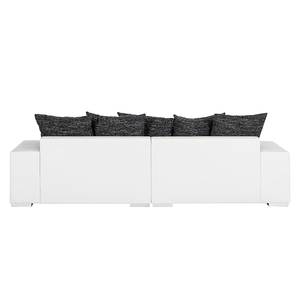Grand canapé Cinder Cuir synthétique blanc / Tissu structuré noir