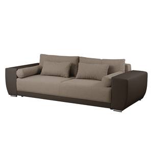 Bigsofa Cubba (mit Schlaffunktion) Kunstleder / Strukturstoff - Dunkelbraun / Beige