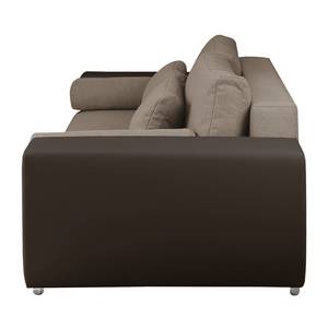 Bigsofa Cubba (mit Schlaffunktion) Kunstleder / Strukturstoff - Dunkelbraun / Beige