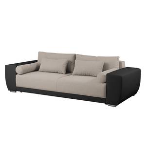 Bigsofa Cubba (mit Schlaffunktion) Kunstleder / Strukturstoff - Schwarz / Cappuccino