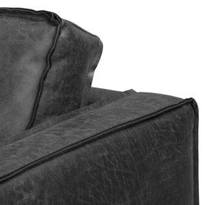 3-Sitzer Sofa FORT DODGE Antiklederlook - Microfaser Yaka: Schwarz