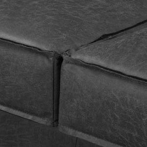 Grand canapé FORT DODGE Aspect cuir vieilli - Microfibre Yaka: Noir