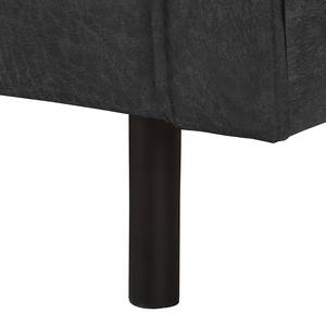 Grand canapé FORT DODGE Aspect cuir vieilli - Microfibre Yaka: Noir