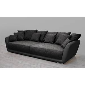 Bigsofa Reeno Strukturstoff Schwarz-Grau/Kunstleder Grau