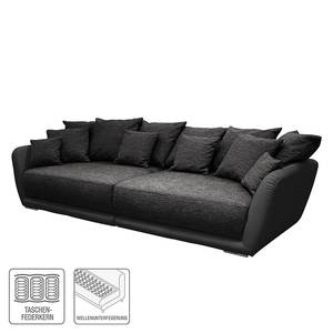 Bigsofa Reeno Strukturstoff Schwarz-Grau/Kunstleder Grau