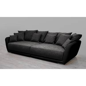 Bigsofa Reeno Strukturstoff Schwarz-Grau/Kunstleder Schwarz