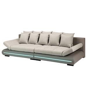 Bigsofa Rexburg Kunstleder/Strukturstoff - Cappuccino / Champagnermetallic