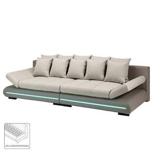 Bigsofa Rexburg Kunstleder/Strukturstoff - Cappuccino / Champagnermetallic