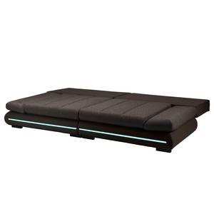 Bigsofa Rexburg Kunstleder/Strukturstoff - mit Schlaffunktion & LED - Dunkelbraun / Braun