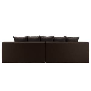 Bigsofa Rexburg Kunstleder/Strukturstoff - mit Schlaffunktion & LED - Dunkelbraun / Braun