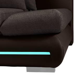 Bigsofa Rexburg mit Schlaffunktion & LED - Dunkelbraun / Braun