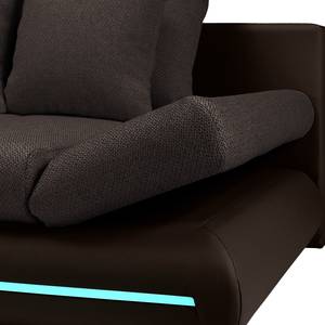 Bigsofa Rexburg mit Schlaffunktion & LED - Dunkelbraun / Braun