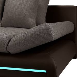 Bigsofa Rexburg mit Schlaffunktion & LED - Dunkelbraun / Schlamm