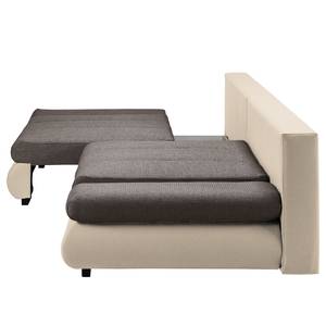 Bigsofa Rexburg Kunstleder/Strukturstoff - mit Schlaffunktion & LED - Hellbeige / Schlamm