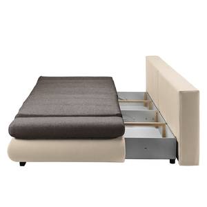 Bigsofa Rexburg Kunstleder/Strukturstoff - mit Schlaffunktion & LED - Hellbeige / Schlamm