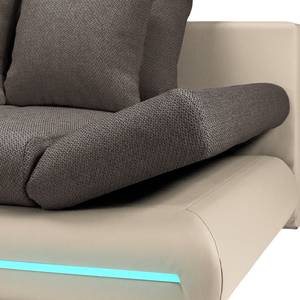 Bigsofa Rexburg mit Schlaffunktion & LED - Hellbeige / Schlamm