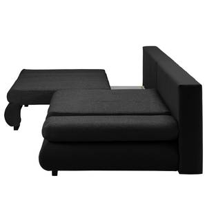 Grand canapé Rexburg Imitation cuir / Tissu structuré - Convertible et éclairage LED - Noir