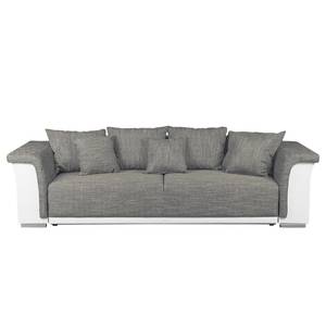 Bigsofa Rockypoint (mit Schlaffunktion) Kunstleder / Strukturstoff - Weiß / Grau