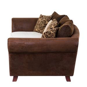 Bigsofa Saba Antiklederlook Mocca/Webstoff Beige