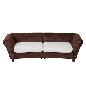 Bigsofa Saba Antiklederlook Mocca/Webstoff Beige