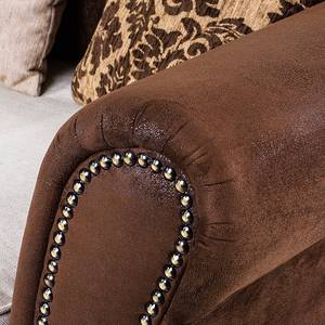 Bigsofa Saba Antiklederlook Mocca/Webstoff Beige