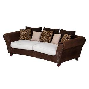 Bigsofa Saba Antiklederlook Mocca/Webstoff Beige