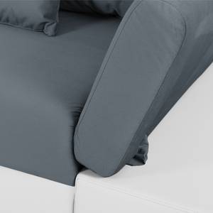Grand canapé Truman Imitation cuir blanc / Velours anthracite