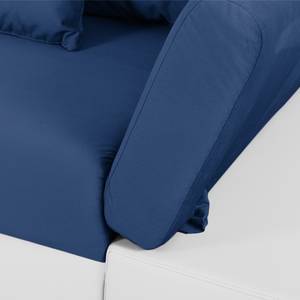 Grand canapé Truman Imitation cuir blanc / Velours bleu foncé